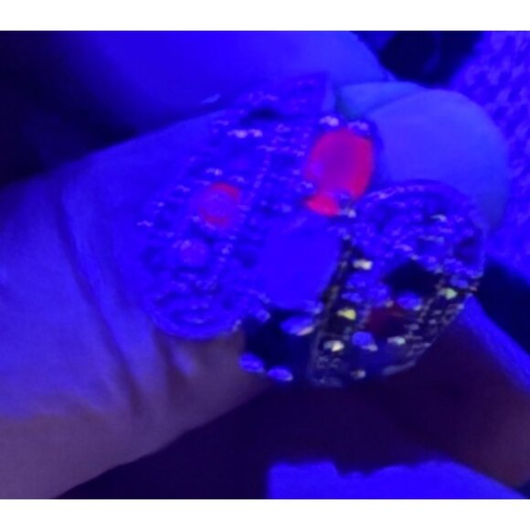 Sterling Silver & Gemstone Ring Size 8 Lab Created Ruby Emerald - Picture 2 of 4